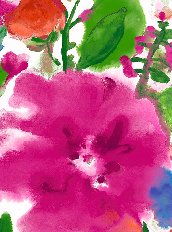 Zeller Skirt Midi Length Cotton Stretch (Watercolor Bloom)