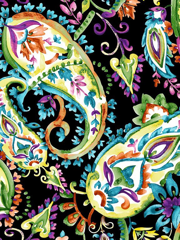 Audrey Dress #1 Shirt Collar 3/4 Sleeve Long Length Cotton Stretch (Watercolor Paisley)