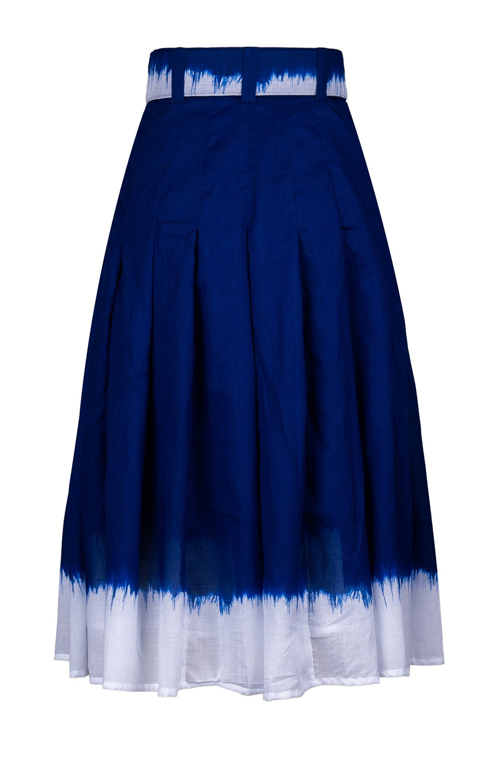 Zeller Skirt with Belt Midi Length Cotton Musola (White Border Tie Dye)
