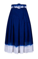 Zeller Skirt with Belt Midi Length Cotton Musola (White Border Tie Dye)