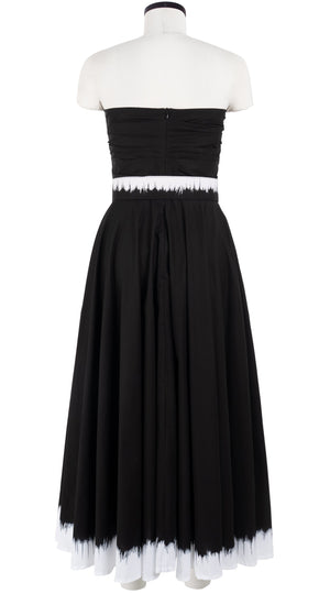 Carol Dress Tube Strapless with Hamilton Belt Midi Plus Length Cotton Stretch (White Border Tie Dye)