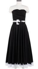 Carol Dress Tube Strapless with Hamilton Belt Midi Plus Length Cotton Stretch (White Border Tie Dye)