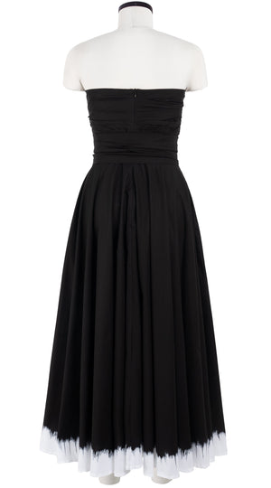 Carol Dress Tube Strapless with Hamilton Belt Midi Plus Length Cotton Stretch (White Border Tie Dye)