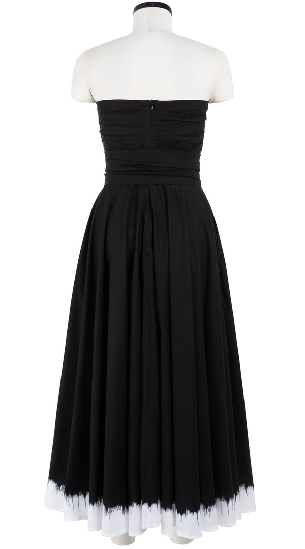 Carol Dress Tube Strapless with Hamilton Belt Midi Plus Length Cotton Stretch (White Border Tie Dye)
