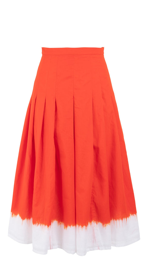 Zeller Skirt Midi Length Cotton Musola (White Border Tie Dye)