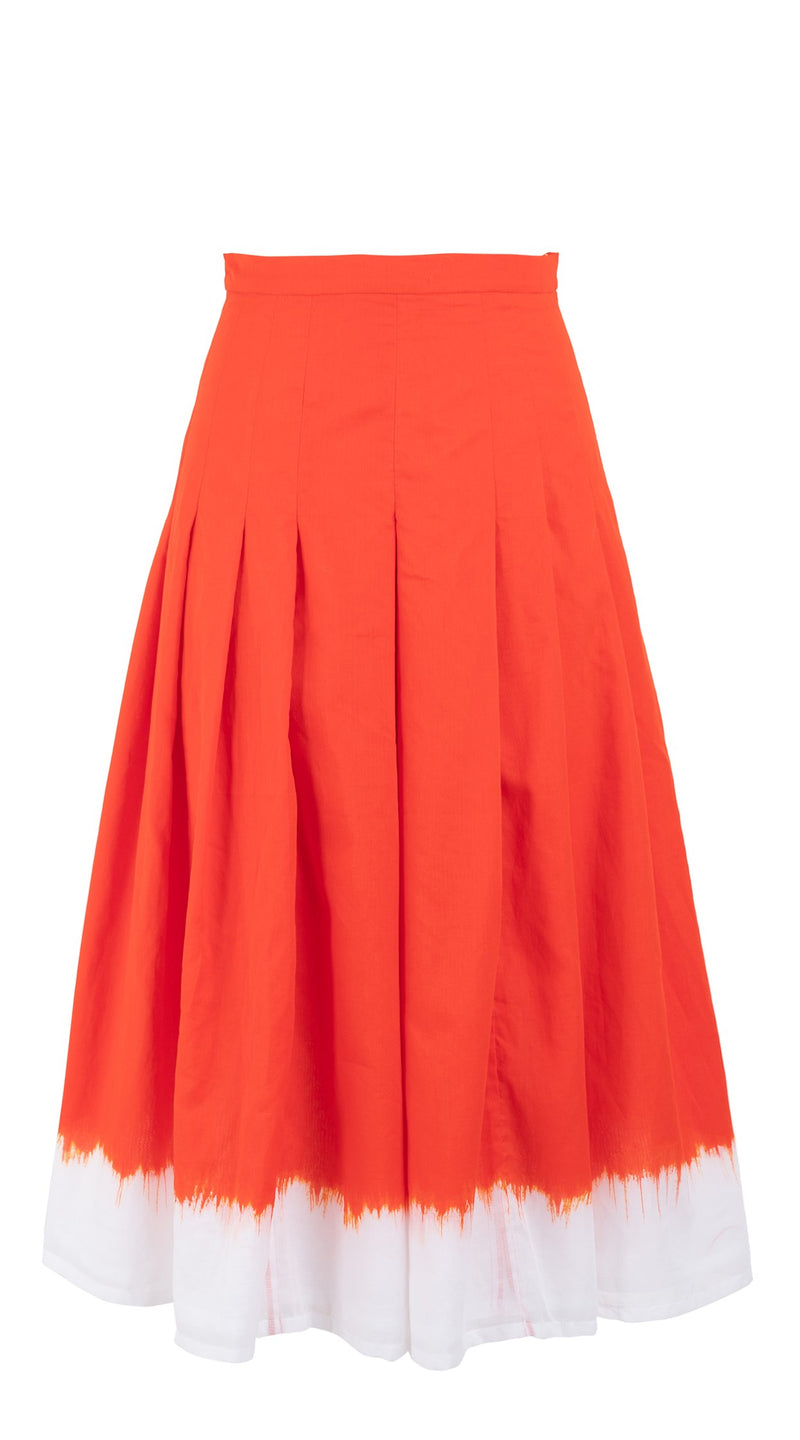 Zeller Skirt Midi Length Cotton Musola (White Border Tie Dye)