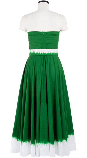 Carol Dress Tube Strapless with Hamilton Belt Midi Plus Length Cotton Stretch (White Border Tie Dye)