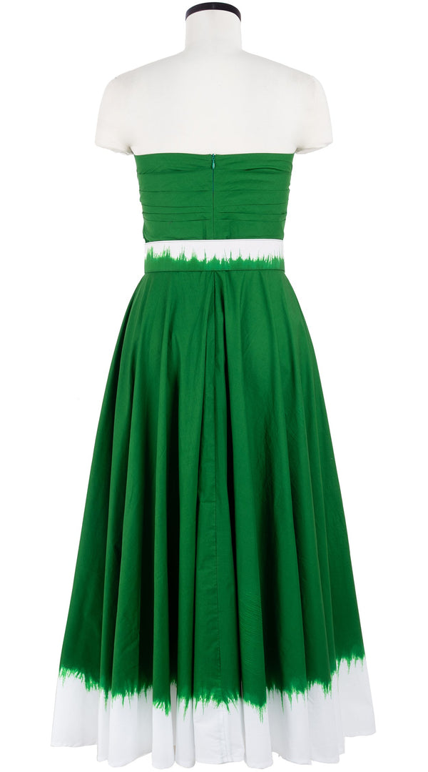 Carol Dress Tube Strapless with Hamilton Belt Midi Plus Length Cotton Stretch (White Border Tie Dye)