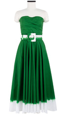 Carol Dress Tube Strapless with Hamilton Belt Midi Plus Length Cotton Stretch (White Border Tie Dye)