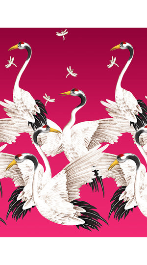 Aster Skirt #1 with Belt Maxi Length Cotton Musola (White Crane Ombre)