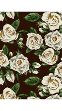 Audrey Dress #4 Shirt Collar 3/4 Sleeve Midi Length Velvet Vicose (White Rose Dark)