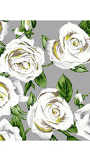 Aster Dress Crew Neck Sleeveless Midi Length Cotton Musola (White Rose Pastel)