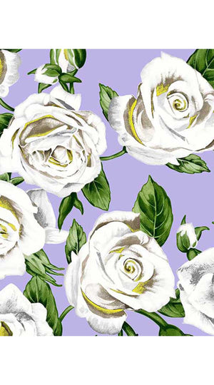 Aster Dress Crew Neck Sleeveless Midi Length Cotton Musola (White Rose Pastel)