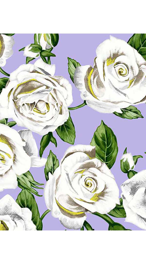 Aster Dress Crew Neck Sleeveless Midi Length Cotton Musola (White Rose Pastel)