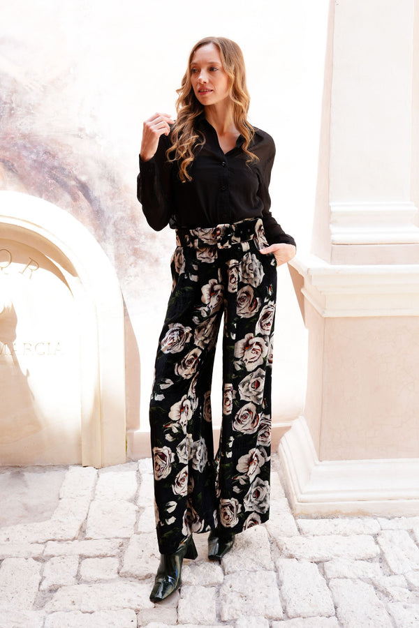 Peiga Pants Silk Velvet (White Rose)