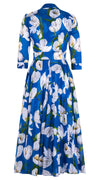 Aster Dress Shirt Collar 3/4 Sleeve Midi Plus Length Cotton Musola (White Tulip)