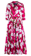 Aster Dress Shirt Collar 3/4 Sleeve Midi Plus Length Cotton Musola (White Tulip)