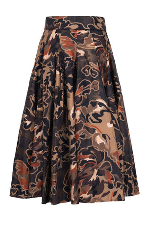 Samantha Skirt Midi Length Poliamide Taffta (Windblowing Leaves)