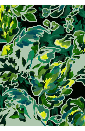Samantha Skirt Midi Length Poliamide Taffta (Windblowing Leaves)