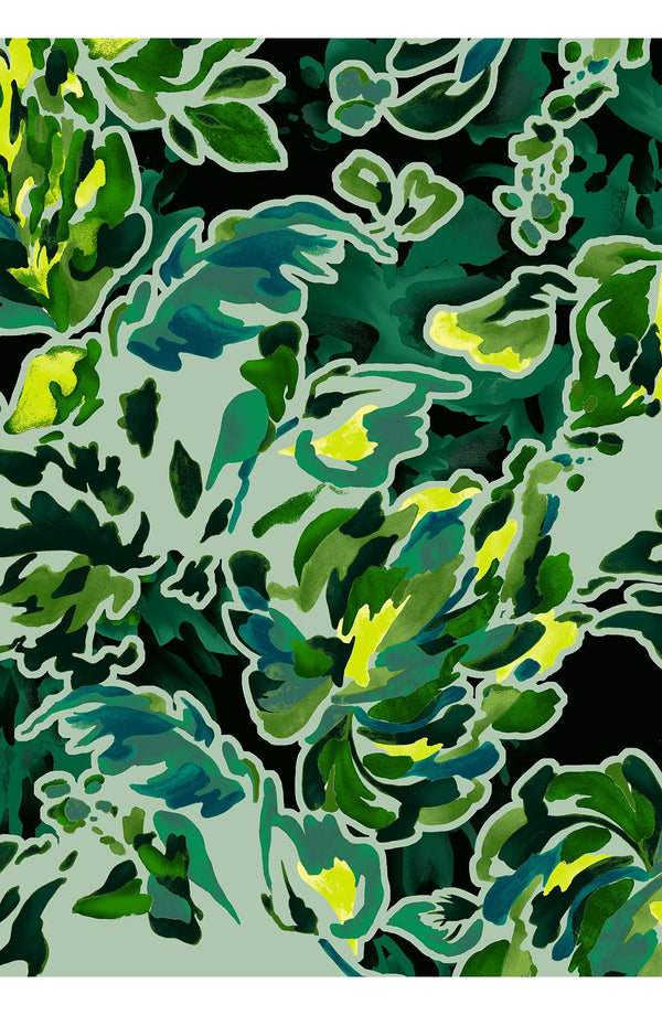 Samantha Skirt Midi Length Poliamide Taffta (Windblowing Leaves)