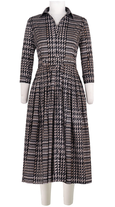 Audrey Dress #2 Shirt Collar 3/4 Sleeve Midi Length Cotton Stretch  