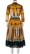 Audrey Dress #4 Shirt Collar 3/4 Sleeve Midi Length Cotton Musola (Zanzibar Tie Dye)