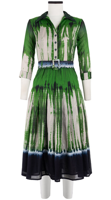 Zeller Dress Shirt Collar 3/4 Sleeve Midi Length Cotton Musola (Zanzibar Tie Dye)