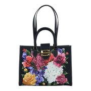 Audrey Tote_Medium_Zinnia Flower_Black