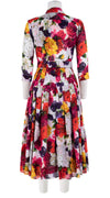 Audrey Dress #4 Shirt Collar 3/4 Sleeve Midi Length Cotton Musola (Zinnia Flower)
