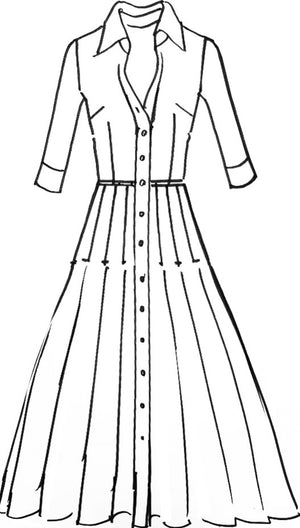 Audrey Dress #4 Shirt Collar 3/4 Sleeve Midi Length Wool (Cachemire Paisley)