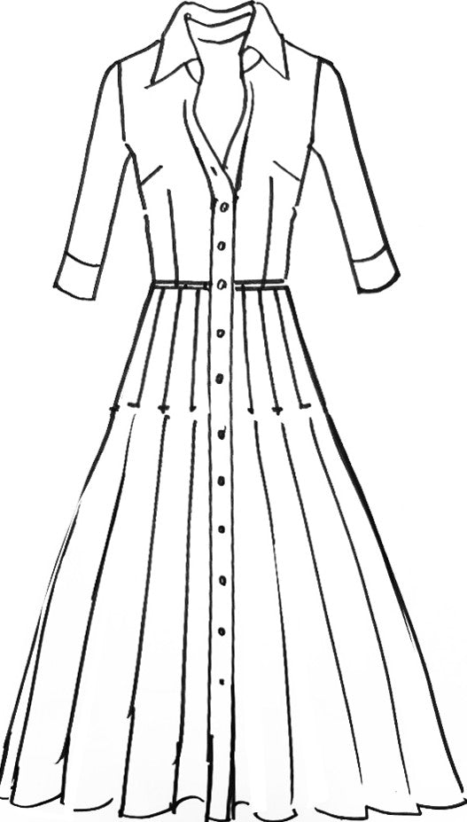 Audrey Dress #4 Shirt Collar 3/4 Sleeve Midi Length Wool (Cachemire Paisley)