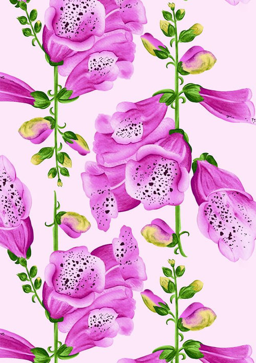 Audrey Dress #1 Shirt Collar 3/4 Sleeve Long Length Cotton Stretch (Fox Glove Flower Small Pastel)