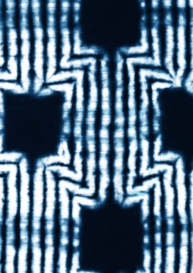 Audrey Dress #1 Shirt Collar 3/4 Sleeve Long Length Cotton Stretch (Shibori Akiyama Big)