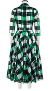 Aster Dress Shirt Collar 3/4 Sleeve Midi Length Cotton Musola (Abstract Check)