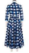 Laurent Dress Shirt Collar 3/4 Sleeve Midi Length Cotton Musola (Abstract Check)