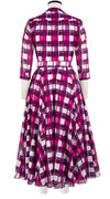 Aster Dress Shirt Collar 3/4 Sleeve Midi Length Cotton Musola (Abstract Check)