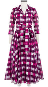 Aster Dress Shirt Collar 3/4 Sleeve Midi Length Cotton Musola (Abstract Check)