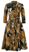 Laurent Dress Shirt Collar 3/4 Sleeve Long Length Cotton Stretch (Abstract Debussy)