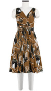 Vivien Dress #1 V Neck Sleeveless Long Length Cotton Stretch (Abstract Debussy)