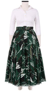 Aster Skirt #1 with Belt Midi Length Cotton Musola (Abstract Debussy)