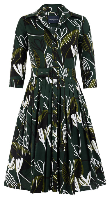 Audrey Dress #2 Shirt Collar 3/4 Sleeve Cotton Stretch (Abstract Debussy)