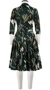 Audrey Dress #2 Shirt Collar 3/4 Sleeve Cotton Stretch (Abstract Debussy)
