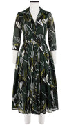 Audrey Dress #4 Shirt Collar 3/4 Sleeve Midi Length Cotton Musola (Abstract Debussy)