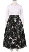 Aster Skirt #1 with Belt Midi Length Cotton Musola (Abstract Debussy)