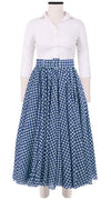 Aster Skirt #1 with Belt Midi Length Cotton Musola (Abstract Dogstooth)