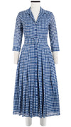 Audrey Dress #4 Shirt Collar 3/4 Sleeve Midi Length Cotton Musola (Abstract Dogstooth)