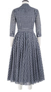 Aster Dress Shirt Collar 3/4 Sleeve Midi Length Cotton Musola (Abstract Dogstooth)