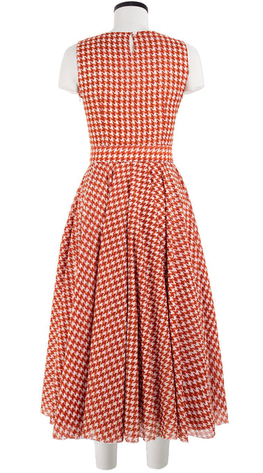 Aster Dress Crew Neck Sleeveless Midi Length Cotton Musola (Abstract Dogstooth)