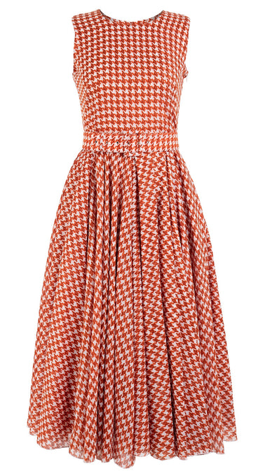Aster Dress Crew Neck Sleeveless Midi Length Cotton Musola (Abstract Dogstooth)