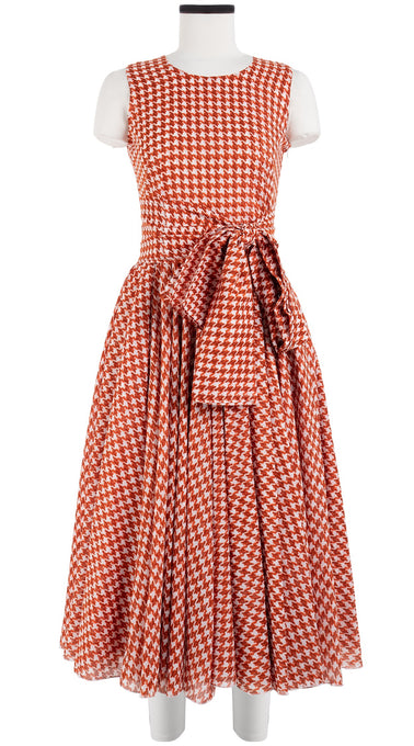 Aster Dress Crew Neck Sleeveless Midi Length Cotton Musola (Abstract Dogstooth)
